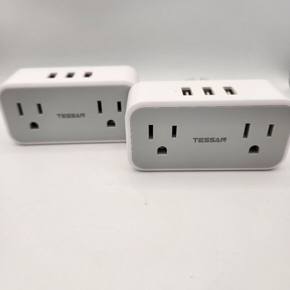 TESSAN White European Travel Plug Adapter with USB Ports Set of 2 - Picture 1 of 4